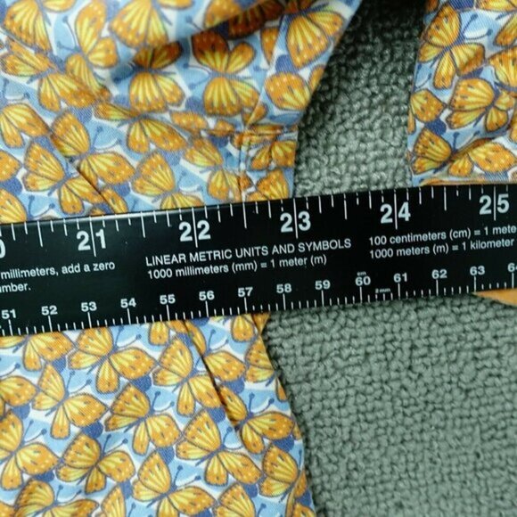 I. E. Relaxed Button Up Shirt‎ Women 1X Orange Blue Butterfly Cotton 3/4 sleeve - Picture 5 of 6